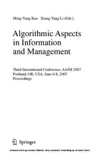 Enlarge image Cover: Algorithmic Aspects in Information and Management - Springer