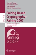 Cover: Pairing-Based Cryptography - Pairing 2007 - Springer