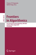 Cover: Frontiers in Algorithmics - Springer