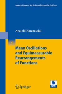 Enlarge image Cover: Mean Oscillations and Equimeasurable Rearrangements of Functions - Springer