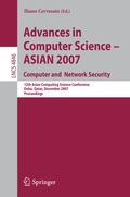 Cover: Advances in Computer Science - ASIAN 2007. Computer and Network Security - Springer