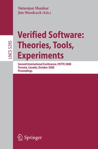 Enlarge image Cover: Verified Software: Theories, Tools, Experiments - Springer
