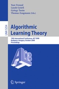Cover: Algorithmic Learning Theory - Springer