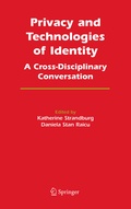 Cover: Privacy and Technologies of Identity - Springer