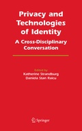 Cover: Privacy and Technologies of Identity - Springer