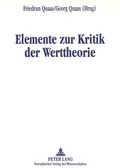 Cover: Elemente zur Kritik der Werttheorie - Peter Lang Verlag