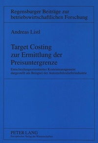 Abbildung von: Target Costing zur Ermittlung der Preisuntergrenze - Peter Lang Verlag