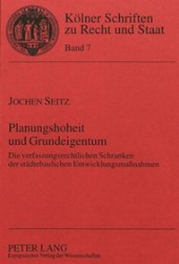 Abbildung von: Planungshoheit und Grundeigentum - Peter Lang Verlag