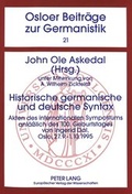 Cover: Historische germanische und deutsche Syntax - Peter Lang Verlag