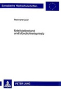 Bild: Urteilstatbestand und M&uuml;ndlichkeitsprinzip - Peter Lang Verlag