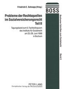 Abbildung von: Probleme der Rechtsquellen im Sozialversicherungsrecht- Teil II - Peter Lang Verlag