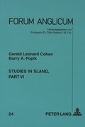 Cover: Studies in Slang - Peter Lang Verlag