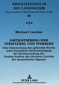 Cover: Amtsenthebung und Versetzung von Pfarrern - Peter Lang Verlag