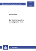 Cover: Zur Illokutionsanalyse monologischer Texte - Peter Lang Verlag