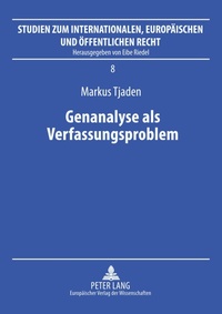 Abbildung von: Genanalyse als Verfassungsproblem - Peter Lang Verlag