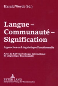 Abbildung von: Langue - Communauté - Signification - Peter Lang Verlag