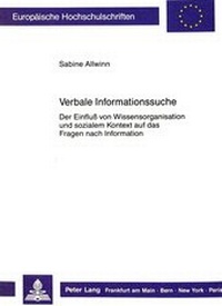 Abbildung von: Verbale Informationssuche - Peter Lang Verlag