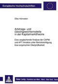 Cover: Arbitrage- und Gleichgewichtsmodelle in der Kapitalmarkttheorie - Peter Lang Verlag