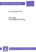 Bild: Die These vom dinglichen Vertrag - Peter Lang Verlag