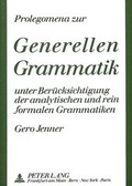 Cover: Prolegomena zur Generellen Grammatik - Peter Lang Verlag