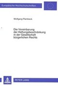 Bild: Die Vereinbarung der Haftungsbeschr&auml;nkung in der Gesellschaft b&uuml;rgerlichen Rechts - Peter Lang Verlag