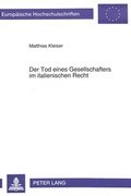 Bild: Der Tod eines Gesellschafters im italienischen Recht - Peter Lang Verlag