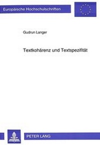 Abbildung von: Textkohärenz und Textspezifität - Peter Lang Verlag