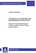 Bild: Transparenz im AGB-Recht der Bundesrepublik Deutschland? - Peter Lang Verlag
