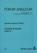 Cover: Studies in Slang, part IV - Peter Lang Verlag