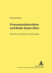 Abbildung von: Pronominaladverbien und finale «damit»-Sätze - Peter Lang Verlag