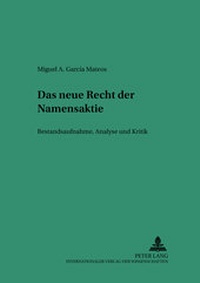 Abbildung von: Das neue Recht der Namensaktie - Peter Lang Verlag