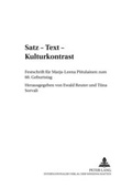 Cover: Satz - Text - Kulturkontrast - Peter Lang Verlag