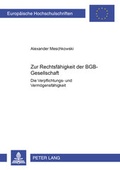 Bild: Zur Rechtsf&auml;higkeit der BGB-Gesellschaft - Peter Lang Verlag