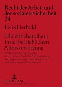 Abbildung von: Gleichbehandlung in der betrieblichen Altersversorgung - Peter Lang Verlag