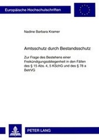 Abbildung von: Amtsschutz durch Bestandsschutz - Peter Lang Verlag