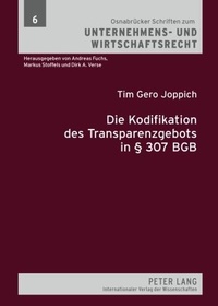 Abbildung von: Die Kodifikation des Transparenzgebots in § 307 BGB - Peter Lang Verlag