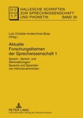 Cover: Aktuelle Forschungsthemen der Sprechwissenschaft 1 - Peter Lang Verlag