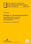 Cover: Beitr&auml;ge zur Sprechwissenschaft III - Peter Lang Verlag