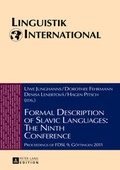 Cover: Formal Description of Slavic Languages: The Ninth Conference - Peter Lang Verlag