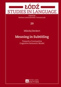 Cover: Meaning in Subtitling - Peter Lang Verlag