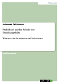 Cover: Praktikum an der Schule zur Erziehungshilfe - GRIN Verlag