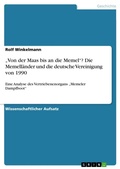 Cover: "Von der Maas bis an die Memel"? Die Memellaender und die deutsche Vereinigung von 1990 - GRIN Verlag