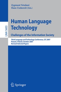 Enlarge image Cover: Human Language Technology. Challenges of the Information Society - Springer