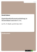 Cover: Kapitalmarktinformationshaftung in Deutschland und den U.S.A. - GRIN Verlag