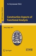 Cover: Constructive Aspects of Functional Analysis - Springer