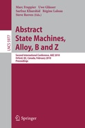 Cover: Abstract State Machines, Alloy, B and Z - Springer