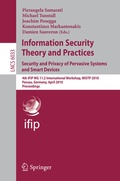 Cover: Information Security Theory and Practices: Security and Privacy of Pervasive Systems and Smart Devices - Springer