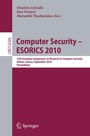 Cover: Computer Security - ESORICS 2010 - Springer