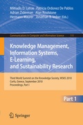 Cover: Knowledge Management, Information Systems, E-Learning, and Sustainability Research - Springer