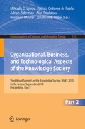 Cover: Organizational, Business, and Technological Aspects of the Knowledge Society - Springer